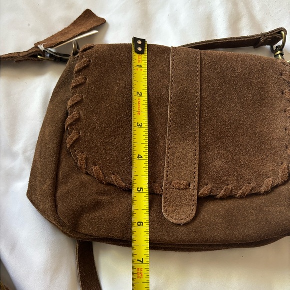 World Market Dark Brown Suede Crossbody Bag - Picture 4 of 7